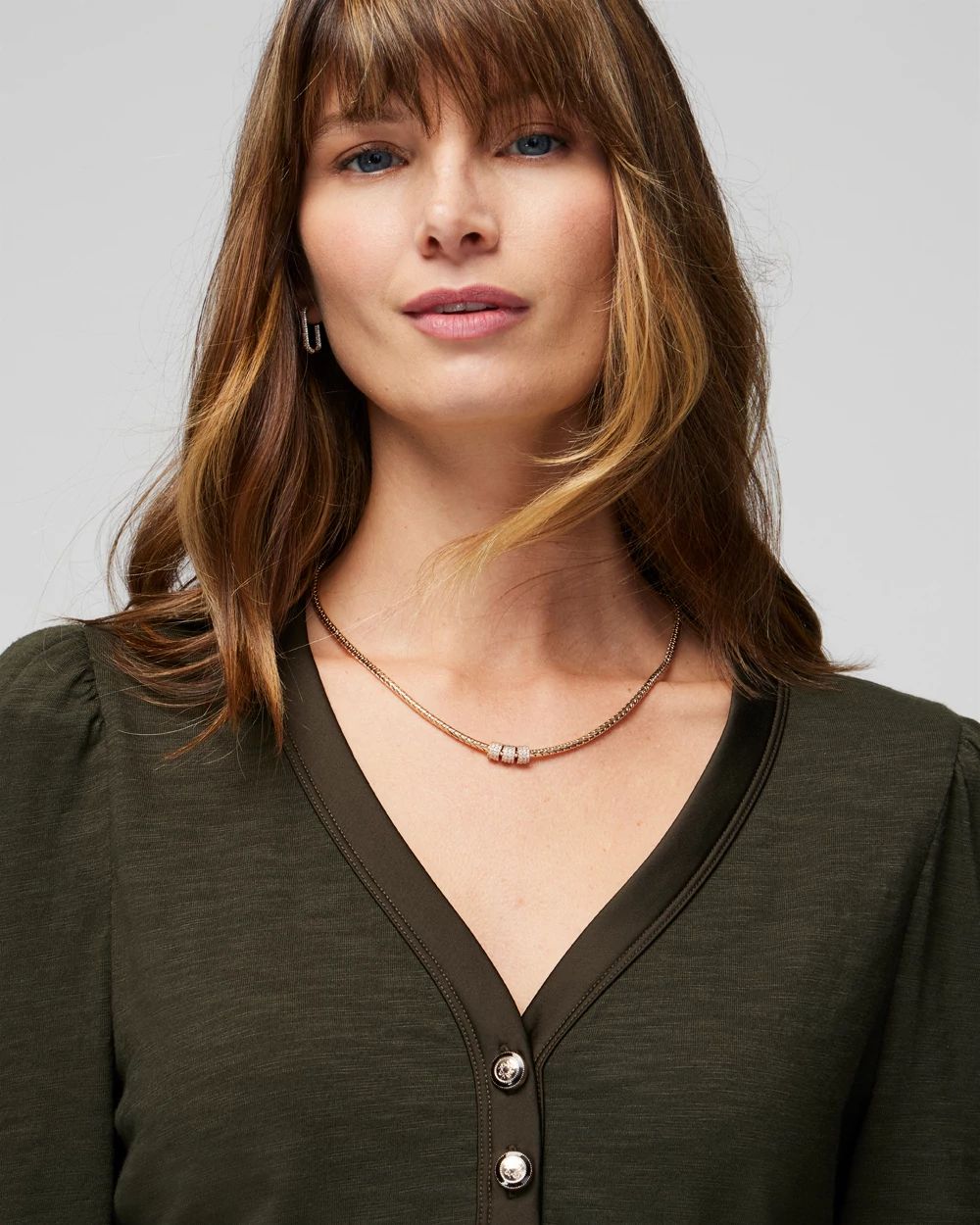 Gold Chain Pave Ring Necklace